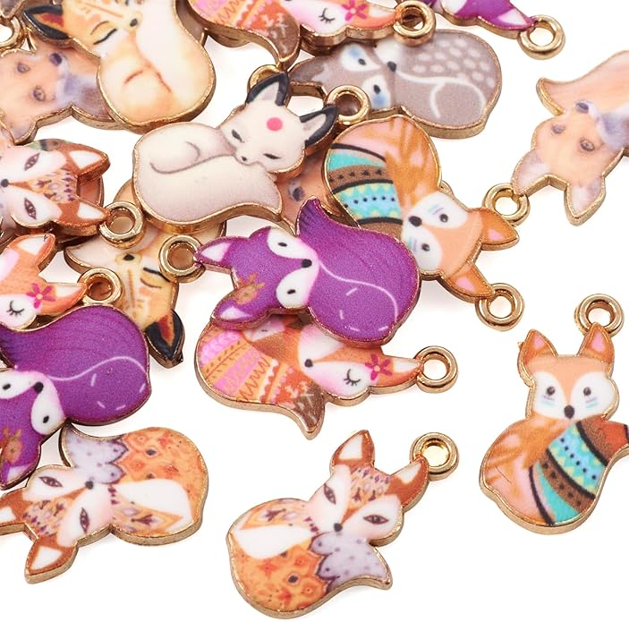 Enamel Animal Theme Charm Flower Cattle Head Cat Butterfly Fox Tortoise Charms Pendants for Earring Necklace Bracelet Keychain Jewelry Craft Making