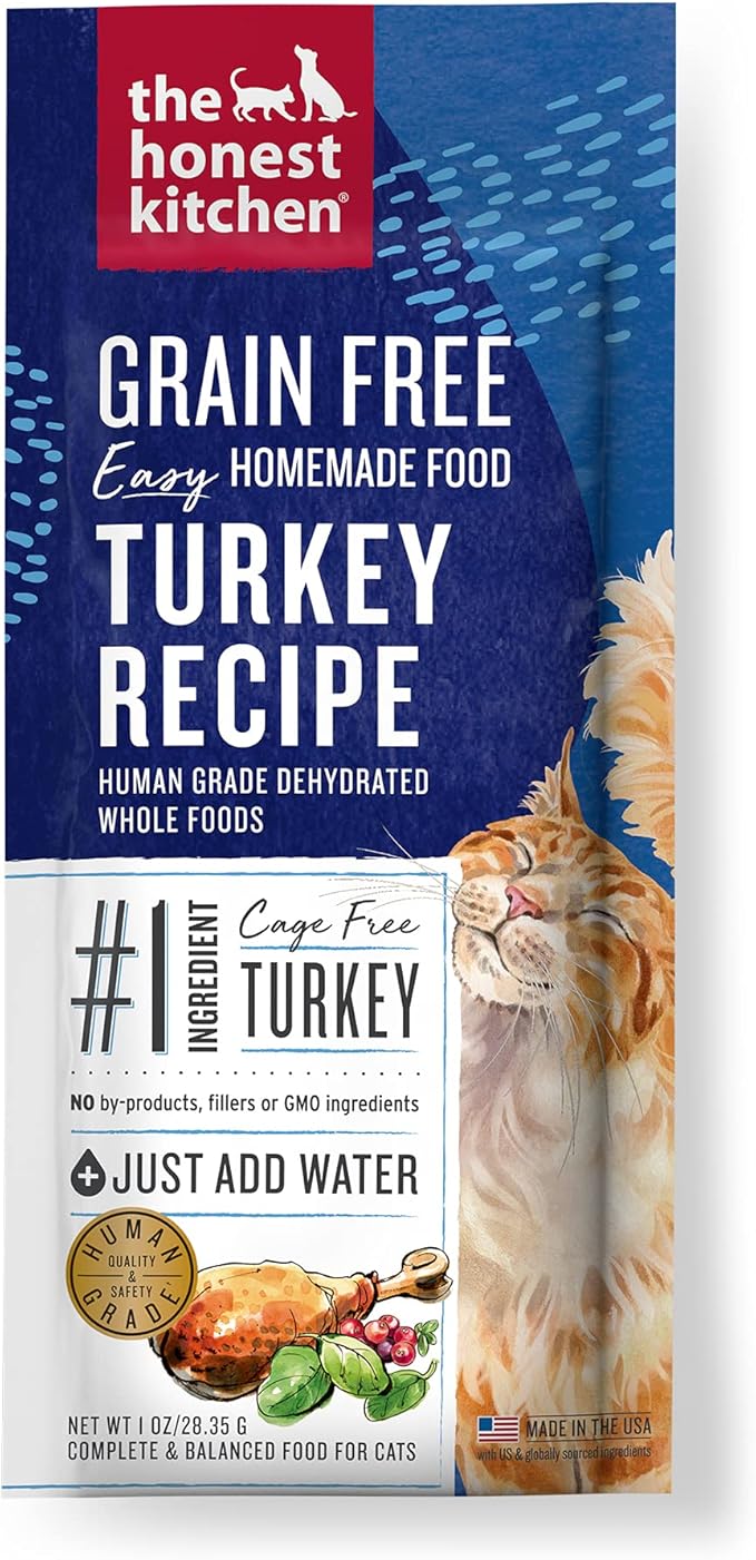 The Honest Kitchen Dehydrated Grain Free Turkey Cat Food, Single Serve Pack, 1 oz x10