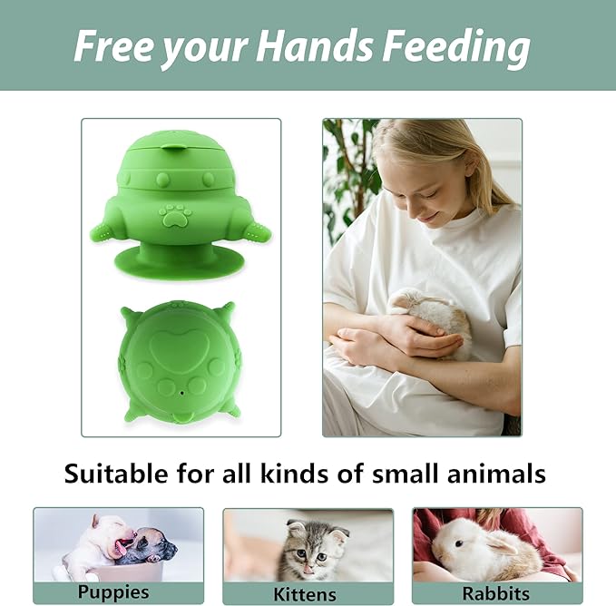 Puppy bottles for nursing,Puppy milk feeders for multiple puppies nipple,Puppy Feeder Milk Bowl,4 Nipples Silicone Puppy Nursing Station,Feeder Bowl for Kittens, Puppies,Capacity 240ml（Green）