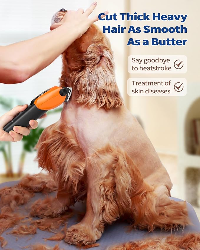 Dog Grooming Kit for Thick Heavy Coats,Dog Clippers for Grooming with LED Display,Heavy Duty Rechargeable Dog Trimmer,Dog Grooming Supplies with Storage Bag,Quiet Cordless Shaver for Cats Pets
