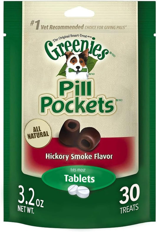 Greenies Pill Pockets Soft Dog Treats, Hickory Smoke, Tablet, 3.2 Oz. (Pack Of 6)