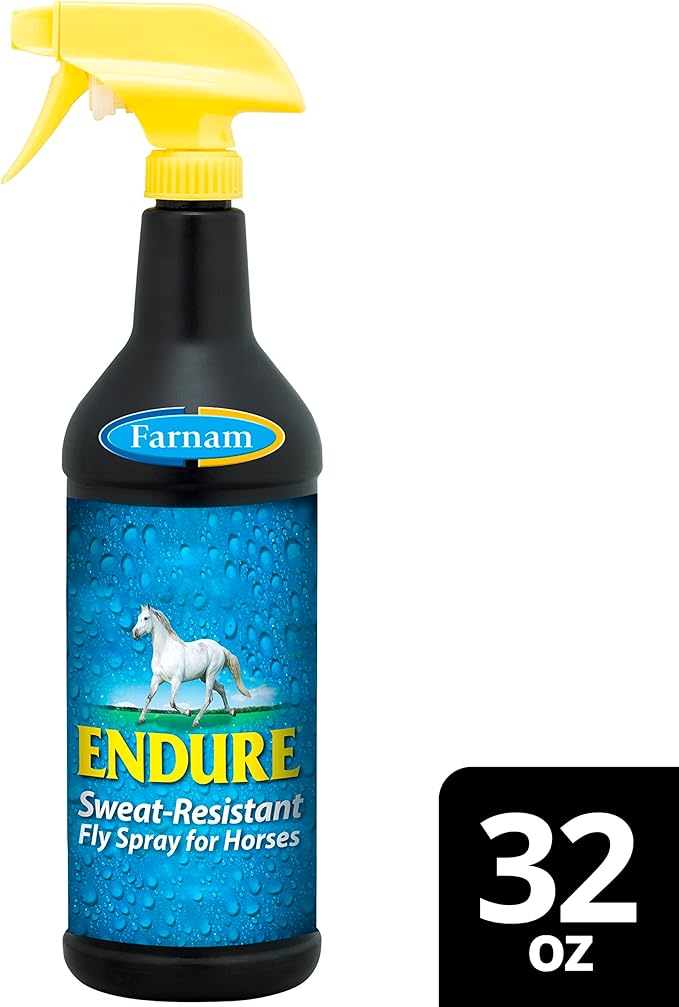 Farnam Endure Sweat-Resistant Horse Fly Spray, Kills, Repels, Protects, 32 Ounces, Quart Spray