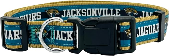 New & Improved Pets First NFL Jacksonville Jaguars Licensed PET Collar, Medium - Heavy-Duty, Strong, and Durable New Dog Collar. Available in 32 Football Teams and 4 Sizes