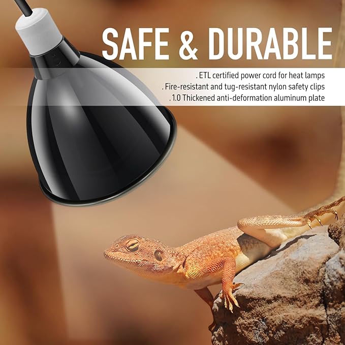 Reptile Light Fixture, 8.5'' Deep Dome for Reptile Light/Heat Lamp/UVB Light/Mercury Vapor Bulb, 1-Pack 8.5 Inch Deep Light Dome