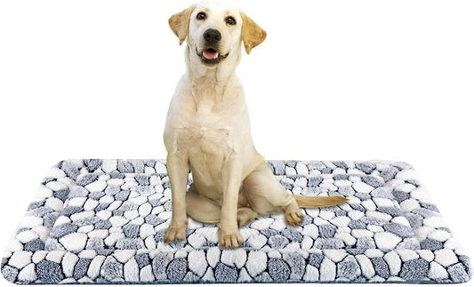 VANKEAN Dog Crate Pad Bed Mat Reversible (Cool & Warm), Soft Pet Sleeping Mat Dog Bed for Crate Suitable for Small to XX-Large Dogs and Cats, Machine Washable Crate Beds, Grey Stone Pattern