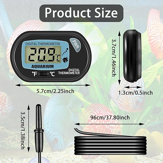 Aquarium Thermometer, Digital Water Thermometer with LCD Display, Fish Tank Thermometer, Reptile Thermometer for Terrarium Fish Tank (4)