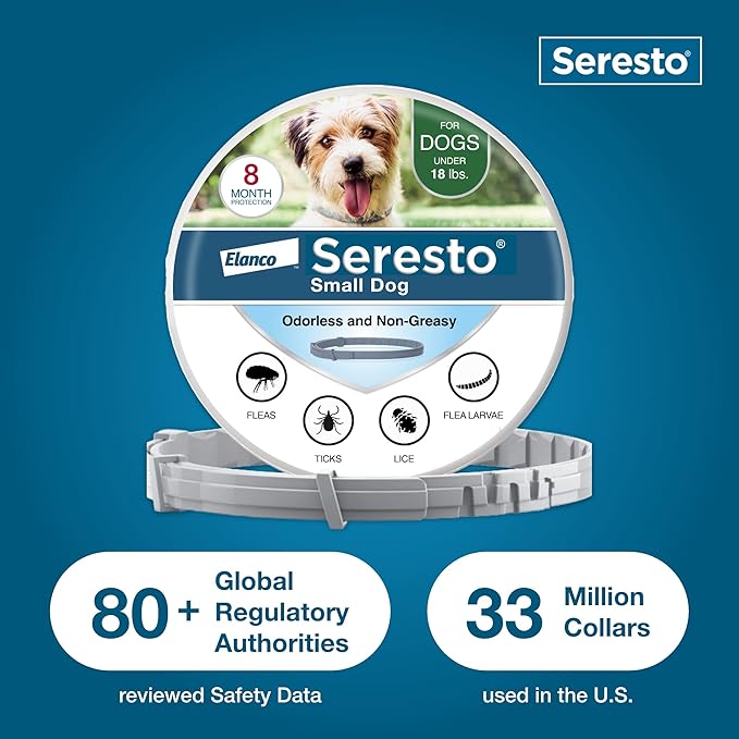 Seresto Small Dog Vet-Recommended Flea & Tick Treatment & Prevention Collar for Dogs Under 18 lbs. | 8 Months Protection