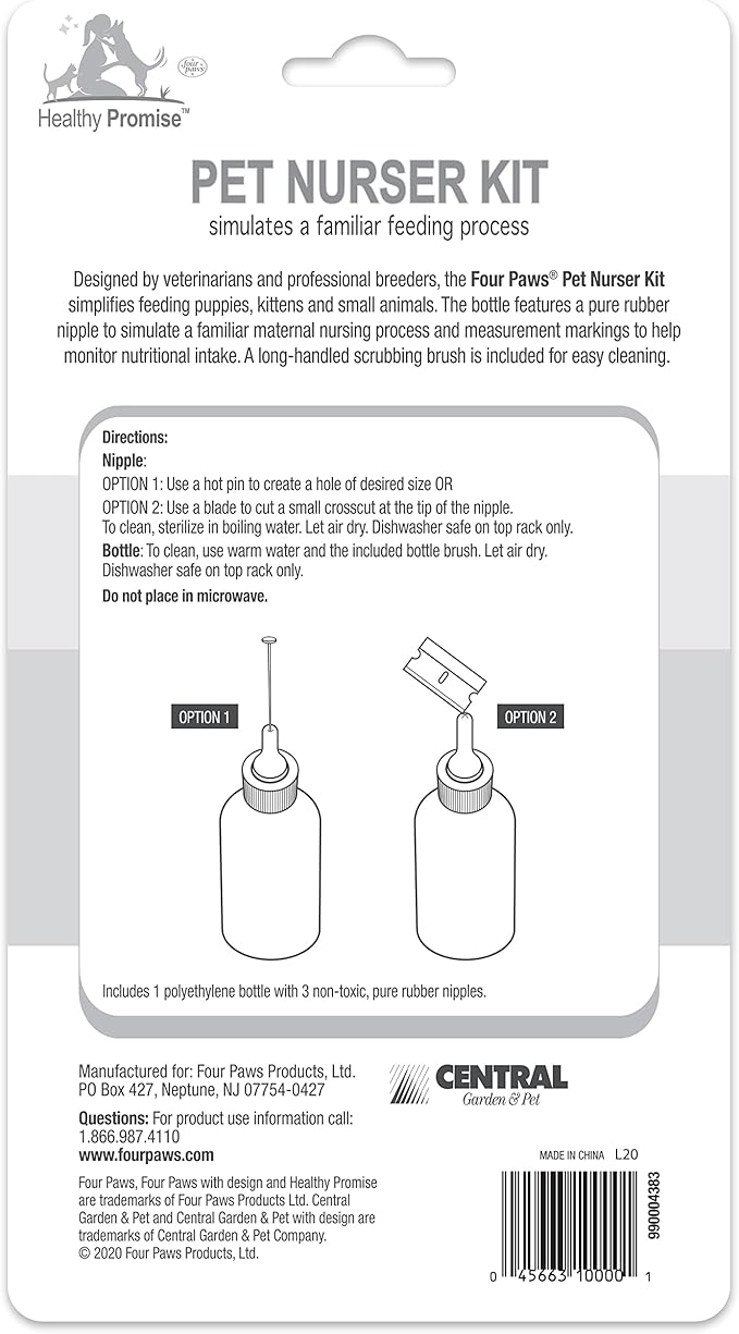 Four Paws Pet Nursing Kit - Bottle and Brush Nurse Kit 2 oz.