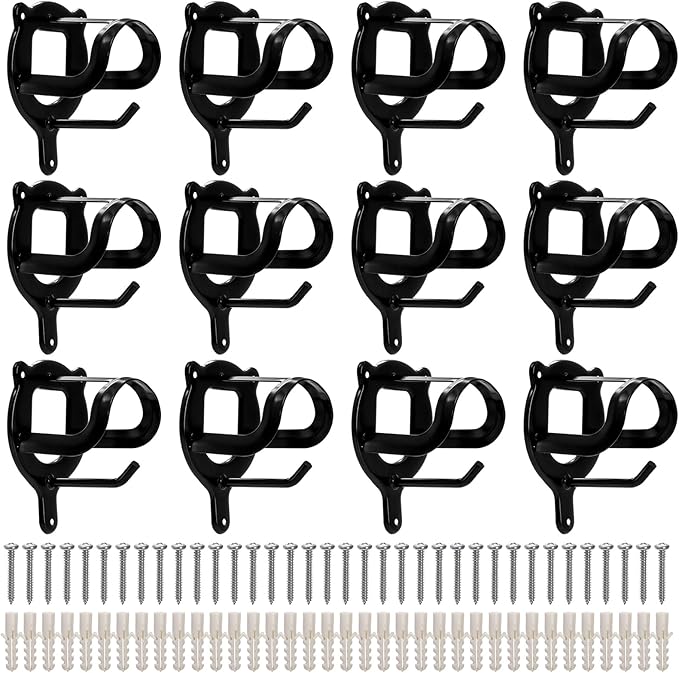 12 Counts Horse Bridle Rack, Metal Bridle Hooks Bracket, Bridle Holder Wall Mount with Tubes and Screw, Horse Tack Harness Storage Halter Hanger for Tack Room Horse Barn Supplies