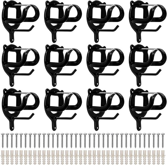 12 Counts Horse Bridle Rack, Metal Bridle Hooks Bracket, Bridle Holder Wall Mount with Tubes and Screw, Horse Tack Harness Storage Halter Hanger for Tack Room Horse Barn Supplies