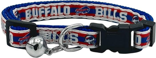 NFL CAT Collar Buffalo Bills Satin Cat Collar Football Team Collar for Dogs & Cats. A Shiny & Colorful Cat Collar with Ringing Bell Pendant