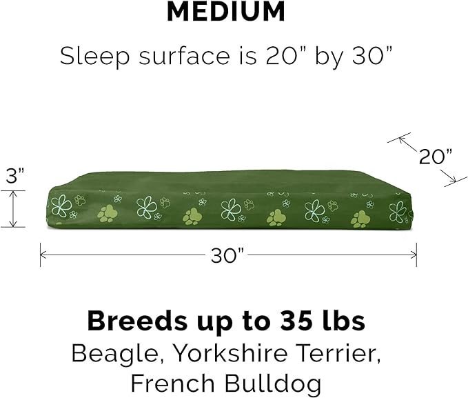 Furhaven Water-Resistant Memory Foam Dog Bed for Medium/Small Dogs w/ Removable Washable Cover, For Dogs Up to 35 lbs - Indoor/Outdoor Garden Print Mattress - Jungle Green, Medium