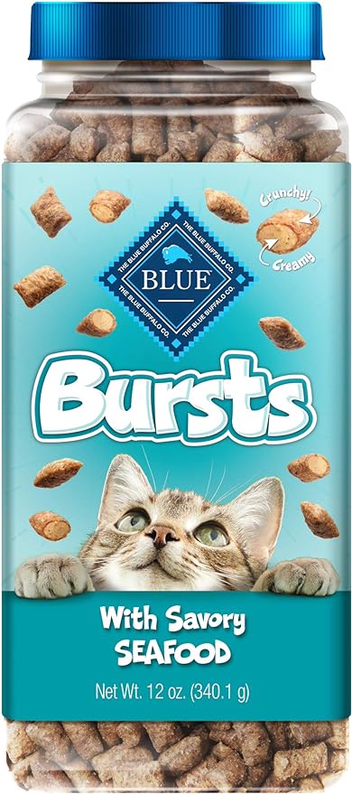 Blue Buffalo Bursts Crunchy Cat Treats, Seafood 12-oz Tub