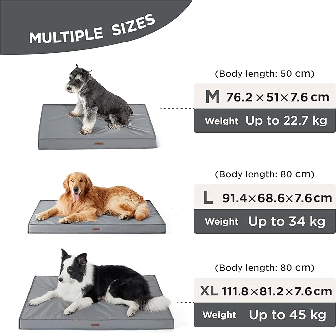 Lesure XXL Waterproof Dog Beds - Outdoor Dog Bed Washable with Oxford Fabric Surface, Extra Large Egg Orthopedic Foam Pet Bed with Removable and Durable Cover, Machine Washable