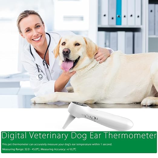 Pet Ear Thermometer for Dogs and Livestock - Includes 20 Pet Swabs, Suitable for Dogs, Cats, Infrared Fast and Accurate Canine Temperature Monitor - Switches ℉ and ℃