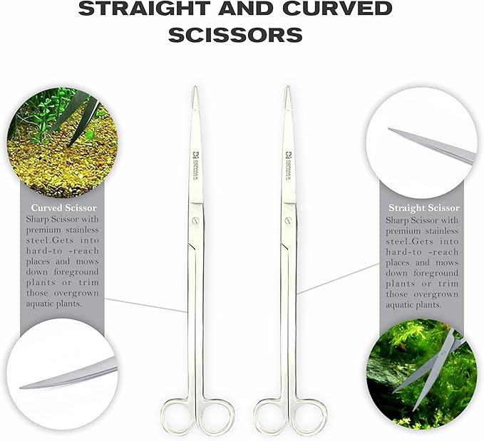 Dermax Aquascaping Equipment - Create Your Underwater Paradise Easily with Scissor Tweezer Spatula (Silver)
