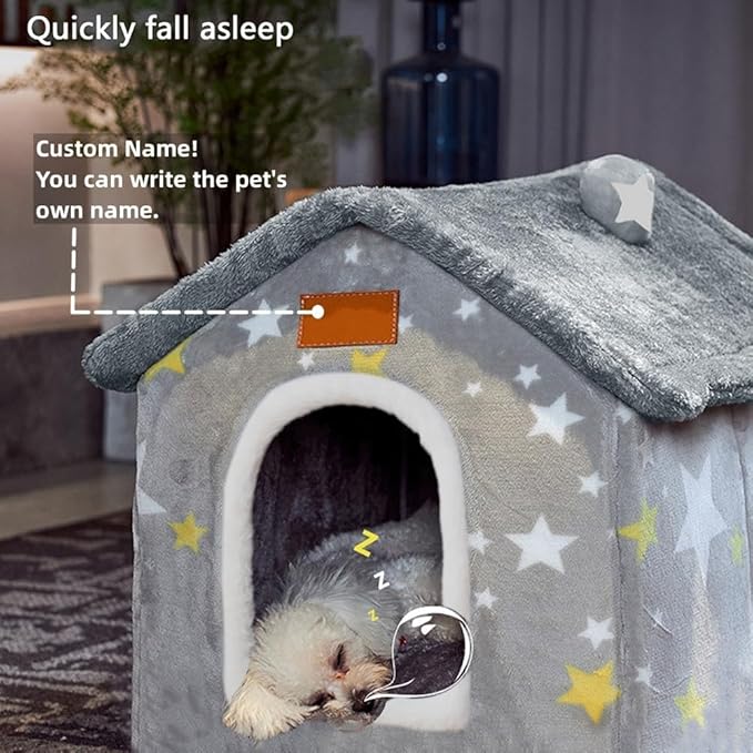 Dog House Indoor Memory Sponge, Foldable Dog House Kennel Bed Mat with Cushion for Small Medium Large Dogs Cats, Winter Warm Cat Nest Puppy Cave Sofa Pet Products (Small)