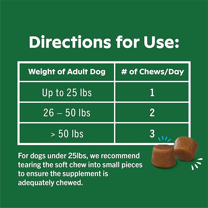 GREENIES Supplements Hip & Joint Supplements for Dogs With Glucosamine and Chondroitin, 80 Count Chicken-Flavor Soft Chews Dog Joint Supplements