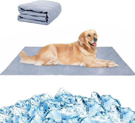 NACOCO Pet Summer Cooling Blanket 31.5" x 43.3" Double-sided availability Mat Dog Throw Puppy Self Cat Pad Bed Cover for Home Outdoor sofa Sleeping Washable Portable Lightweight Small to Large(Grey,S)