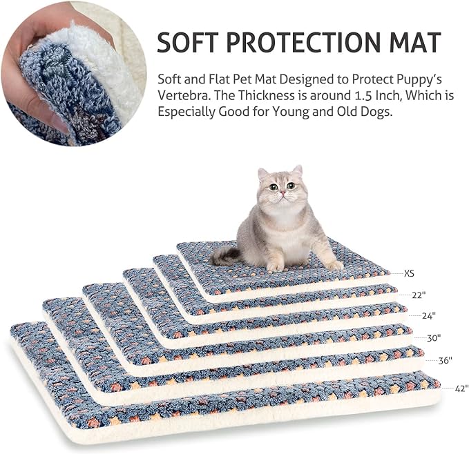 Mora Pets Dog Bed Crate Pad Ultra Soft Pet Bed with Cute Star Print Washable Crate Mat for Large Medium Small Dogs Reversible Fleece Dog Crate Kennel Mat Cat Bed Liner 35 x 22.8 inch Dark Blue