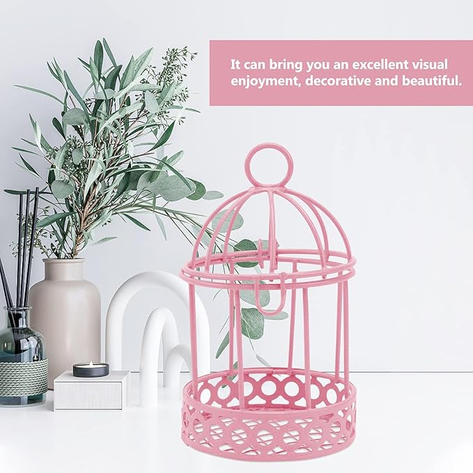 Metal Wall Hanging Bird Cage Mini Desktop Storage Decor Hollow Iron Bird Cage Organizer Home Office Desktop Decor 3pcs Bird Cage Tealight Holder