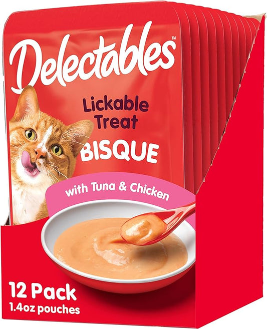 Delectables Bisque Lickable Wet Cat Treats - Tuna & Chicken, 1.4 oz (Pack of 12)