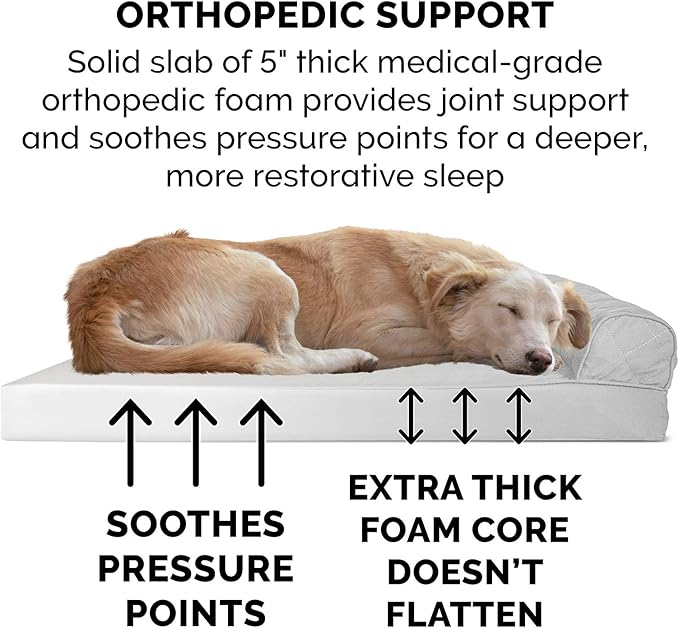 Furhaven Orthopedic Dog Bed for Large Dogs w/ Removable Bolsters & Washable Cover, For Dogs Up to 125 lbs - Quilted Sofa - Silver Gray, Jumbo Plus/XXL