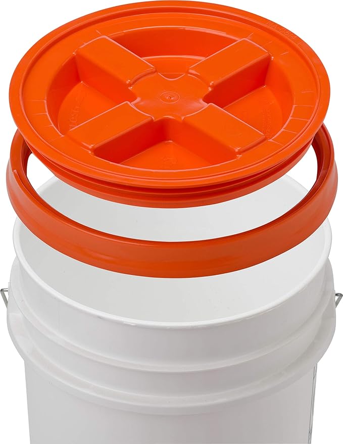 GAMMA2 Gamma Seal Lid - Pet Food Storage Container Lids - Fits 3.5, 5, 6, & 7 Gallon Buckets, Orange, Made in USA