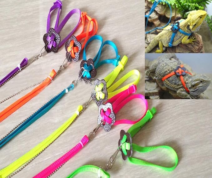 Adjustable Reptile Lizard Harness Leash,Turtle Lizard Pet Traction Belt Bearded Dragon Accessories Soft Small Pet Animal Harness Rope,1.2M (Purple)