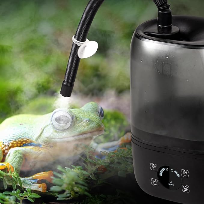 OIIBO Reptile Humidifier with Timing, 4L Large Digital Reptile Fogger Terrarium Humidifiers with Double Extension Tube Automatic Reptile Misting System