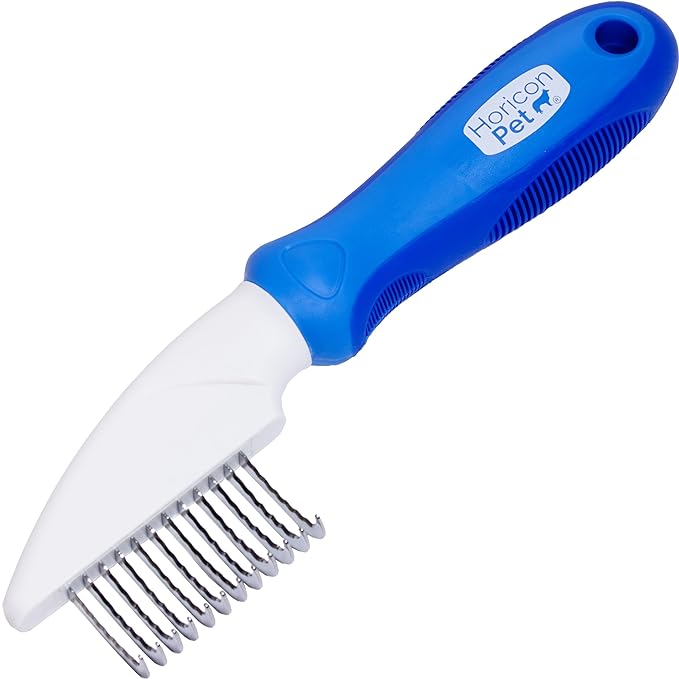 12 Blade Dog Dematting Comb - Removes Knots, Matted Fur, & Tangles Gently For Dogs, Cats & Small Animals