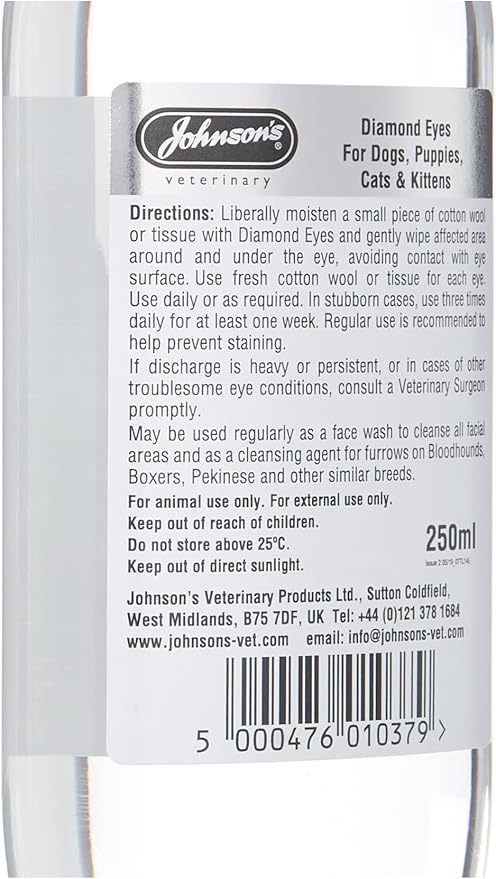 Johnsons Diamond Eyes Cat Dog Tear Stain Remover 250Ml