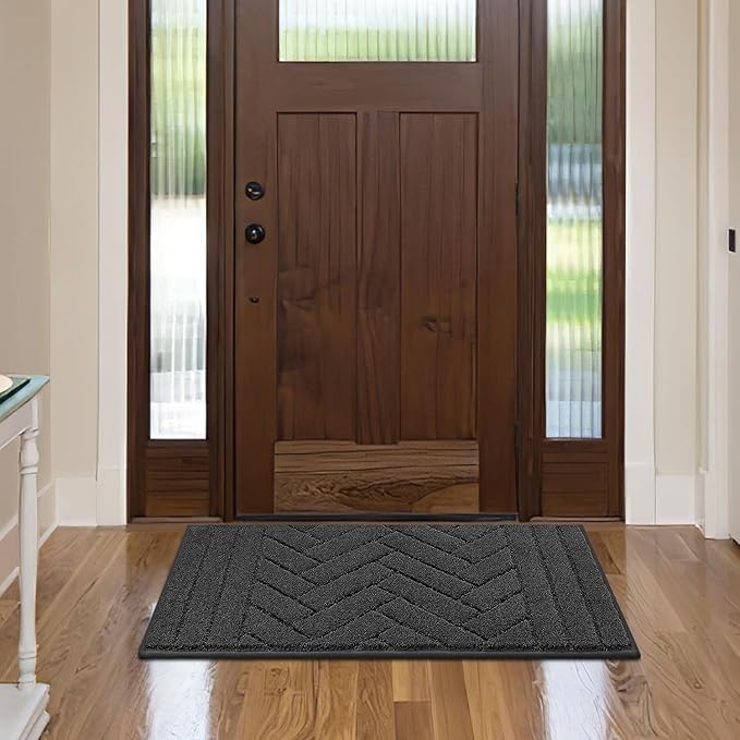 Tindbea Dog Mat for Muddy Paws,Absorbs Moisture Dirt Non-Slip Washable Mud Mat for Dogs,Soft Rubber Backing Front Inside Pet Rug for Entryway, Mud Dog Paws, Patio(20"x31.5",Charcoal)