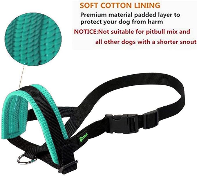 Nylon Dog Muzzle for Small,Medium,Large Dogs Prevent from Biting,Barking and Chewing,Adjustable Loop(XXL/Green)