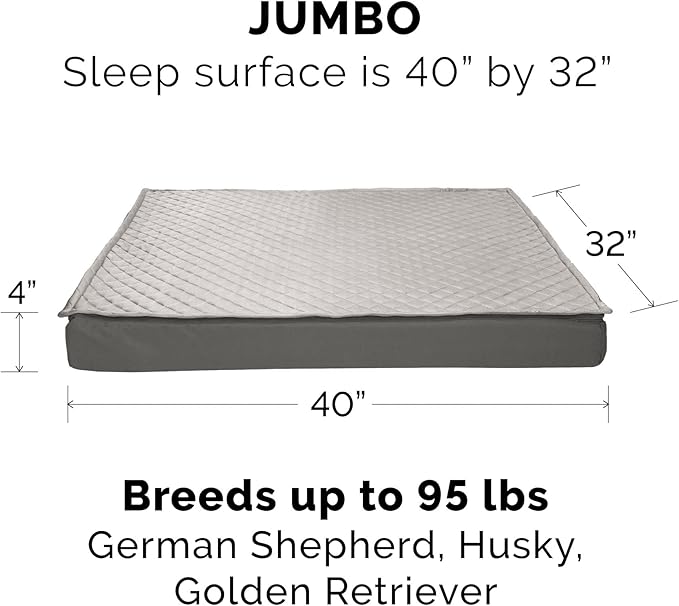 Furhaven Water-Resistant Orthopedic Dog Bed for Large Dogs w/ Removable Quilt Top & Washable Cover, For Dogs Up to 95 lbs - Indoor/Outdoor Quilt Top Convertible Mattress - Gray, Jumbo/XL