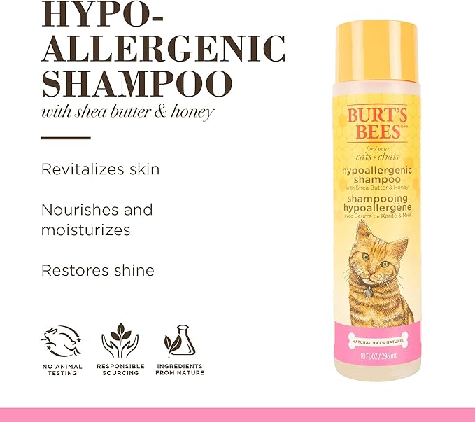 Burt's Bees for Pets Cat Hypoallergenic Cat Shampoo with Shea Butter & Honey - Best Shampoo for Cats with Dry or Sensitive Skin - Cruelty Free, 10 Fl Oz - 2 Pack