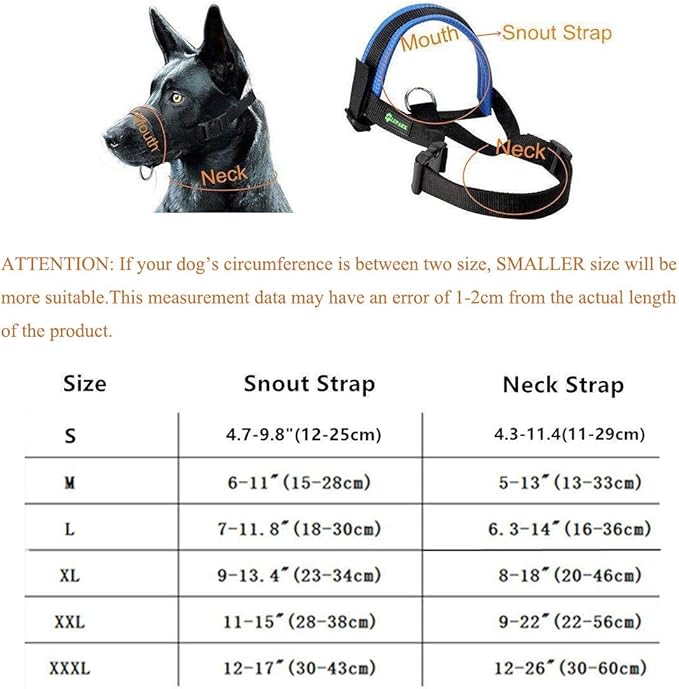 Nylon Dog Muzzle for Small,Medium,Large Dogs Prevent from Biting,Barking and Chewing,Adjustable Loop(XL/Blue)