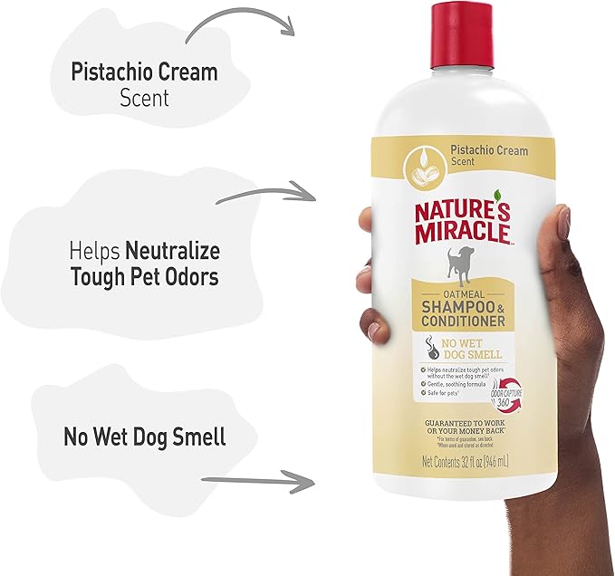 Nature's Miracle Nature’s Miracle Oatmeal Shampoo & Conditioner for Dogs, 32 Oz, Pistachio Cream Scent