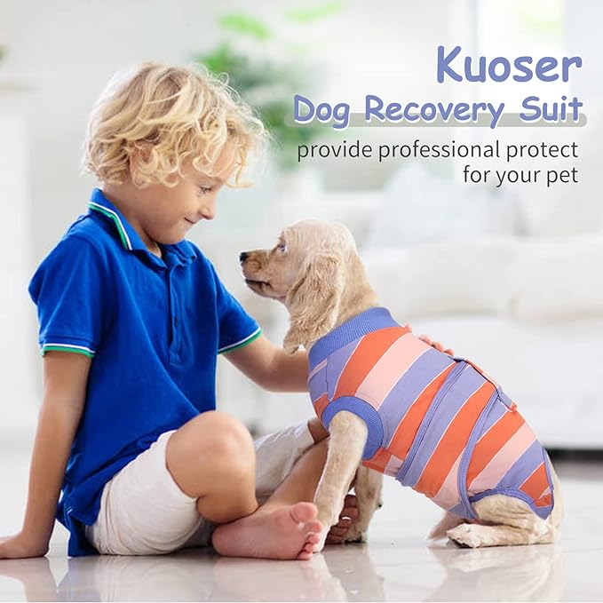 Kuoser Dog Surgery Suit, Surgical Onesie for Dogs Female Spay, Soft Dog Recovery Suit Male Neuter, Pet Abdominal Surgery Shirt Dog Body Suits After Surgery Wear, Anti Licking Dog Cone Alternative, XL