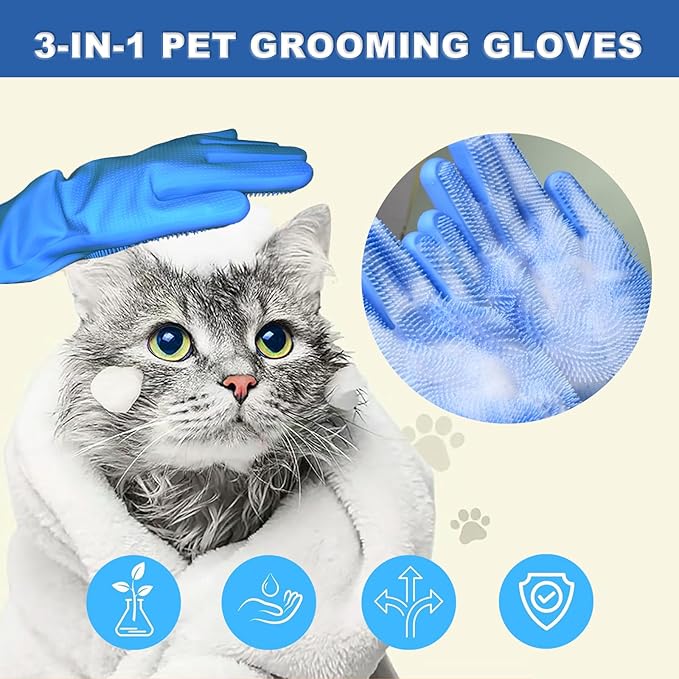 2pcs dog washing gloves and dog bath brush, 2-in-1 pet shower set | Suitable for dogs, cats, bath massage, and pet grooming