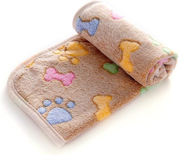 Luciphia 1 Pack 2 Pet Blankets for Dogs Cats, Fleece Print Dog Cat Blankets for Small Medium Large Puppy Kitten, Bone Brown Purple Large(41x31 inch)