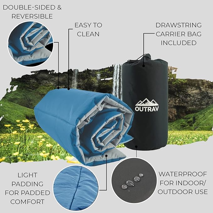 Waterproof Indoor Outdoor Dog Mat with Carry Bag, Washable Lightweight 43” x 26” Portable Travel Pad for Pet – Durable, Plush, Thick, Heavy Duty Floor or Crate Cushion for Sleeping Inside, Outside