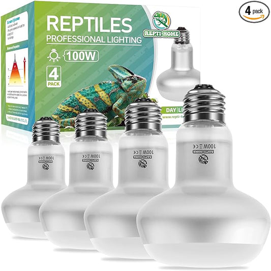 Reptile Heat Lamp Bulbs Intense 100W 4 Pack, Reptiles & Amphibians UVA Basking Spot Lamp Bulb,Simulate Natural Sunlight Reptile Daylight Heat Bulb for Bearded Dragon, Snake