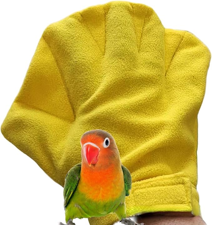 1 Pair Parrot Anti-bite Glove Bird Bite-Proof Bird Chewing Safety Protective Glove Small Animals Handling Glove Cockatiel Conure Lovebird Budgerigar Parakeet Parrot Supplies (Yellow)