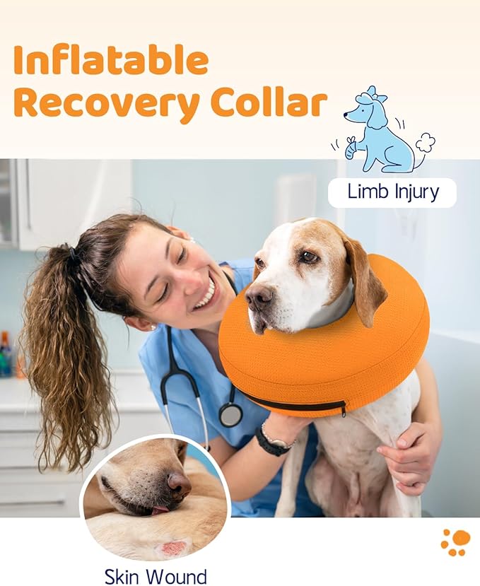 Supet Inflatable Dog Cone Collar for After Surgery Donut, Soft Dog Cones for Small Medium Large Dogs Pets, E Collar Dog Neck Donut Collar Alternative After Surgery