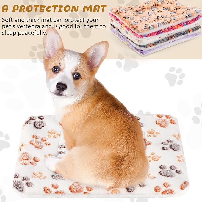 5 Pcs Guinea Pig Bed Mat Cute Cats Paw Print Blanket Bed for Small Animal Winter Soft Plush Bunny Dog Cat Bed Thickened Washable Reversible Fleece Crate Bed Mat Hamster Bedding (13 x 18.5 Inch)