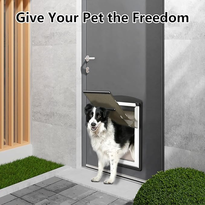 Extra Large Dog Door for Door,Dog Door with Steel Frame, Three-Position Adjustment Panel, Ensure Durability Dog Door (Pets Up to 220LB)-XLarge.