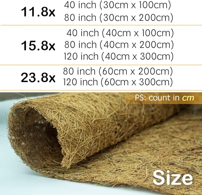 Coco Liner Roll, Yarrdfir 16x120 inch Natural Coconut Liners for Planter Flower Basket, Natural Coconut Fiber mat, Garden Decoration, Animal pet pad, Reptile Carpet