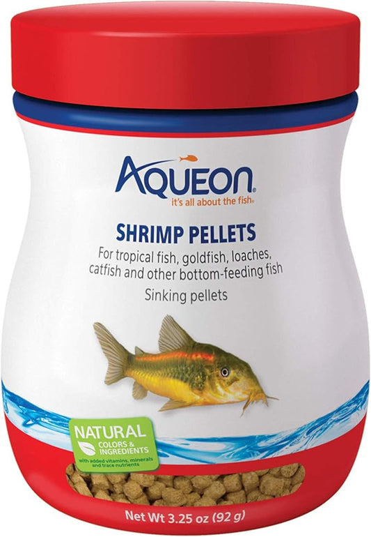 Aqueon Shrimp Pellets Sinking Food for Tropical Fish, Goldfish, Loaches, Catfish and Other Bottom Feeding Fish, 3.25 oz