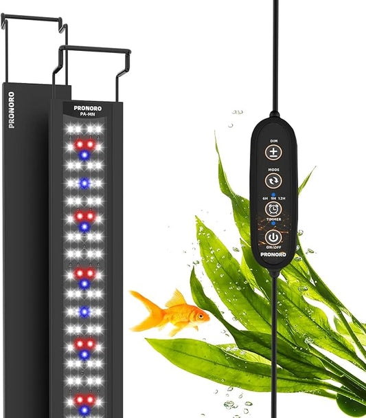 Aquarium Light, LED Full Spectrum Freshwater Aquarium Lights, Daylight/Moonlight Mode and stepless dimmable, Fish Tank Light with 6h/9h/12h Timer and Auto ON/Off (G 48-53 in)